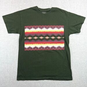 Pendleton Aztec Tribal Graphic T-Shirt Short Sleeve‎ Mens Small Green Southwest